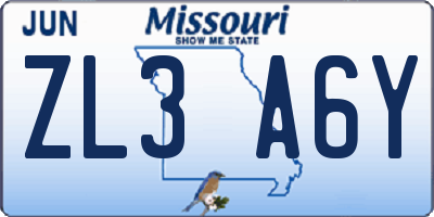 MO license plate ZL3A6Y