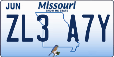 MO license plate ZL3A7Y