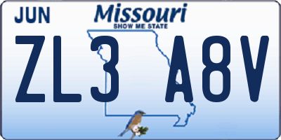 MO license plate ZL3A8V