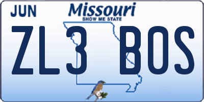 MO license plate ZL3B0S
