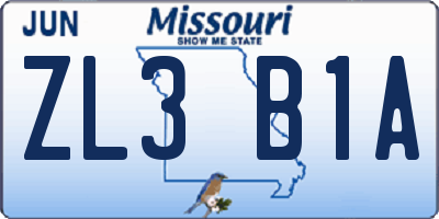 MO license plate ZL3B1A