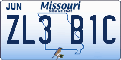 MO license plate ZL3B1C