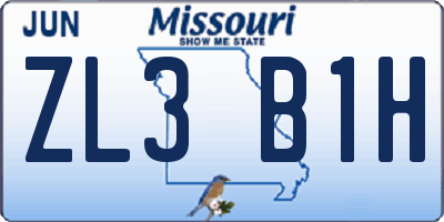 MO license plate ZL3B1H