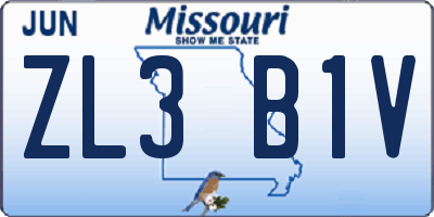 MO license plate ZL3B1V