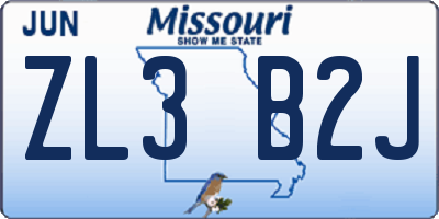 MO license plate ZL3B2J
