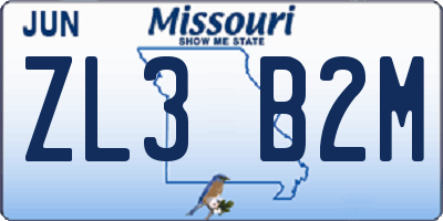 MO license plate ZL3B2M