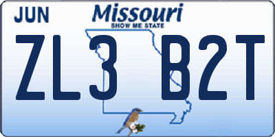 MO license plate ZL3B2T