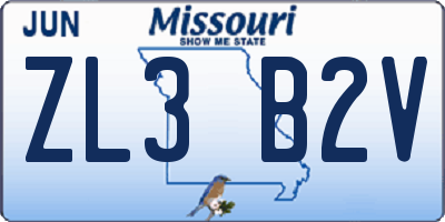 MO license plate ZL3B2V
