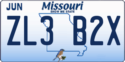 MO license plate ZL3B2X