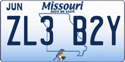 MO license plate ZL3B2Y