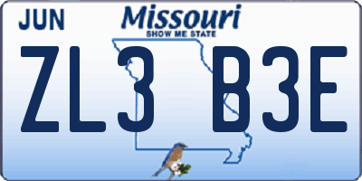MO license plate ZL3B3E