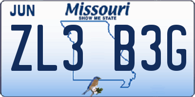 MO license plate ZL3B3G