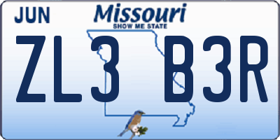 MO license plate ZL3B3R