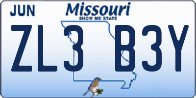 MO license plate ZL3B3Y