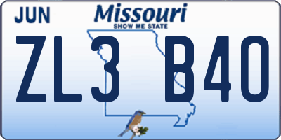 MO license plate ZL3B4O