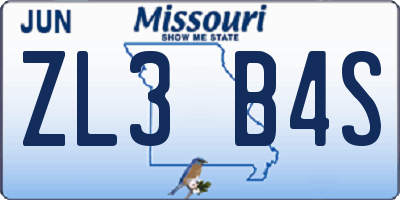 MO license plate ZL3B4S