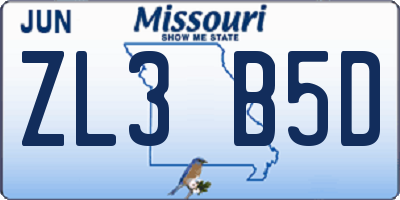 MO license plate ZL3B5D