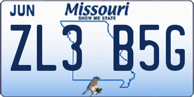 MO license plate ZL3B5G