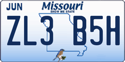 MO license plate ZL3B5H