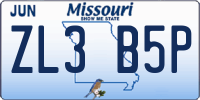 MO license plate ZL3B5P