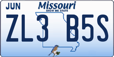 MO license plate ZL3B5S