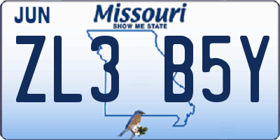 MO license plate ZL3B5Y