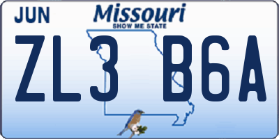MO license plate ZL3B6A