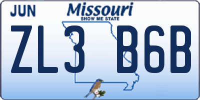 MO license plate ZL3B6B