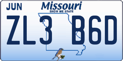 MO license plate ZL3B6D