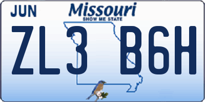 MO license plate ZL3B6H
