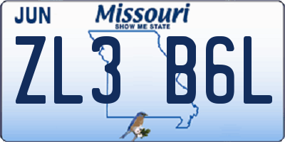 MO license plate ZL3B6L
