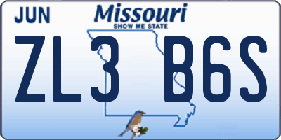 MO license plate ZL3B6S