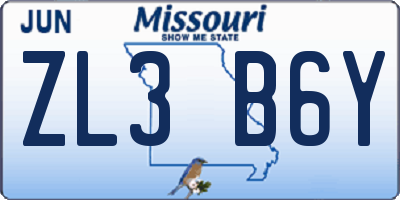 MO license plate ZL3B6Y