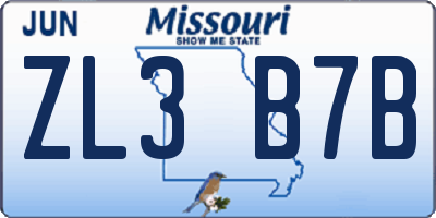 MO license plate ZL3B7B
