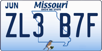 MO license plate ZL3B7F