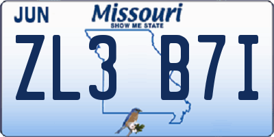 MO license plate ZL3B7I