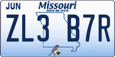 MO license plate ZL3B7R