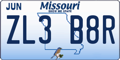 MO license plate ZL3B8R