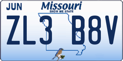 MO license plate ZL3B8V