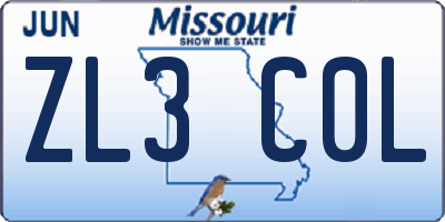 MO license plate ZL3C0L