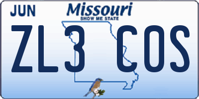MO license plate ZL3C0S