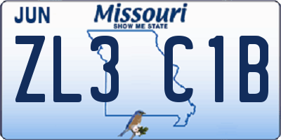 MO license plate ZL3C1B