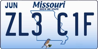 MO license plate ZL3C1F