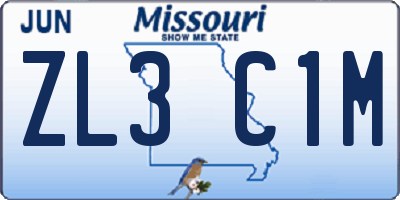 MO license plate ZL3C1M