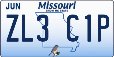 MO license plate ZL3C1P