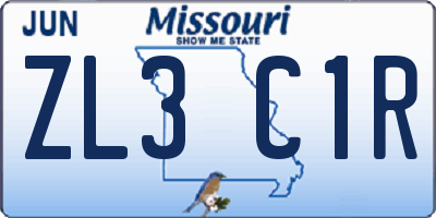 MO license plate ZL3C1R