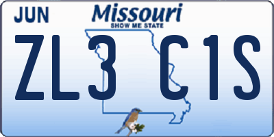 MO license plate ZL3C1S