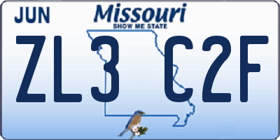 MO license plate ZL3C2F