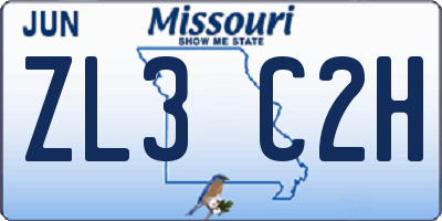 MO license plate ZL3C2H