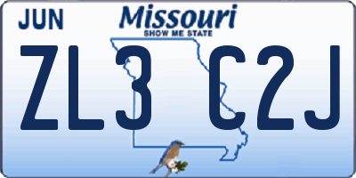 MO license plate ZL3C2J
